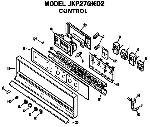 Controls Diagram and Parts List for JKP27G*D2  General Electric Wall Oven