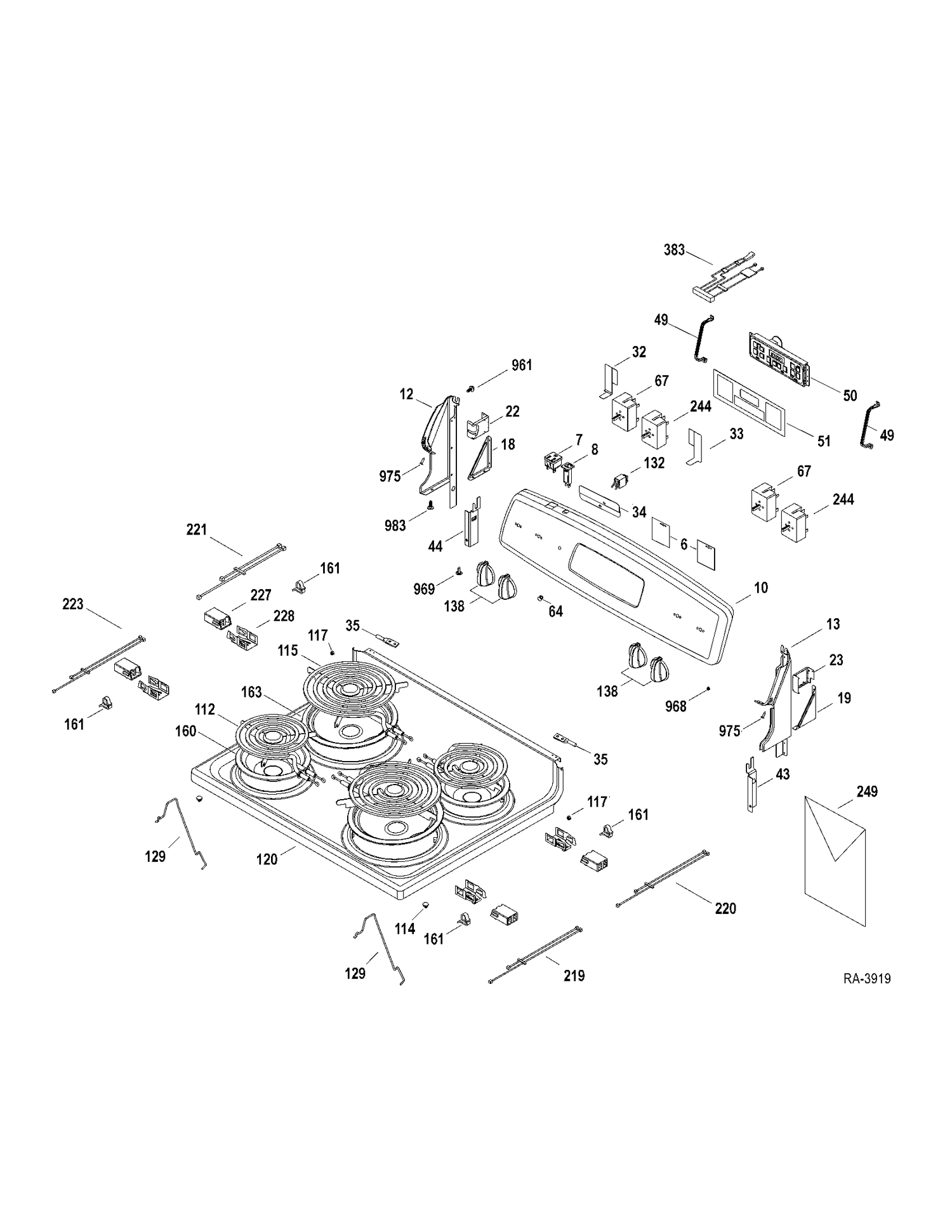 CONTROLS-COOKTOP Diagram and Parts List for JCBP23DM2WW  General Electric Range