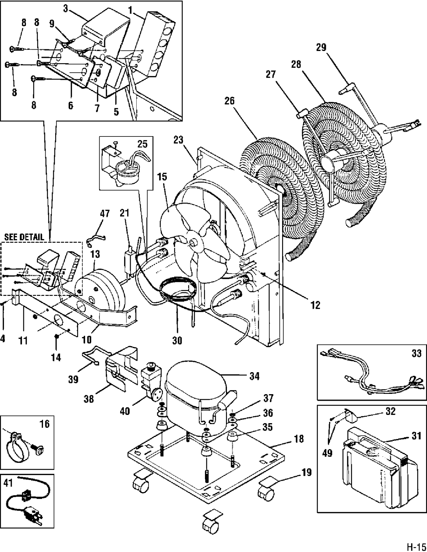 UNIT PARTS Diagram and Parts List for CMDD30WW1  General Electric Dehumidifier