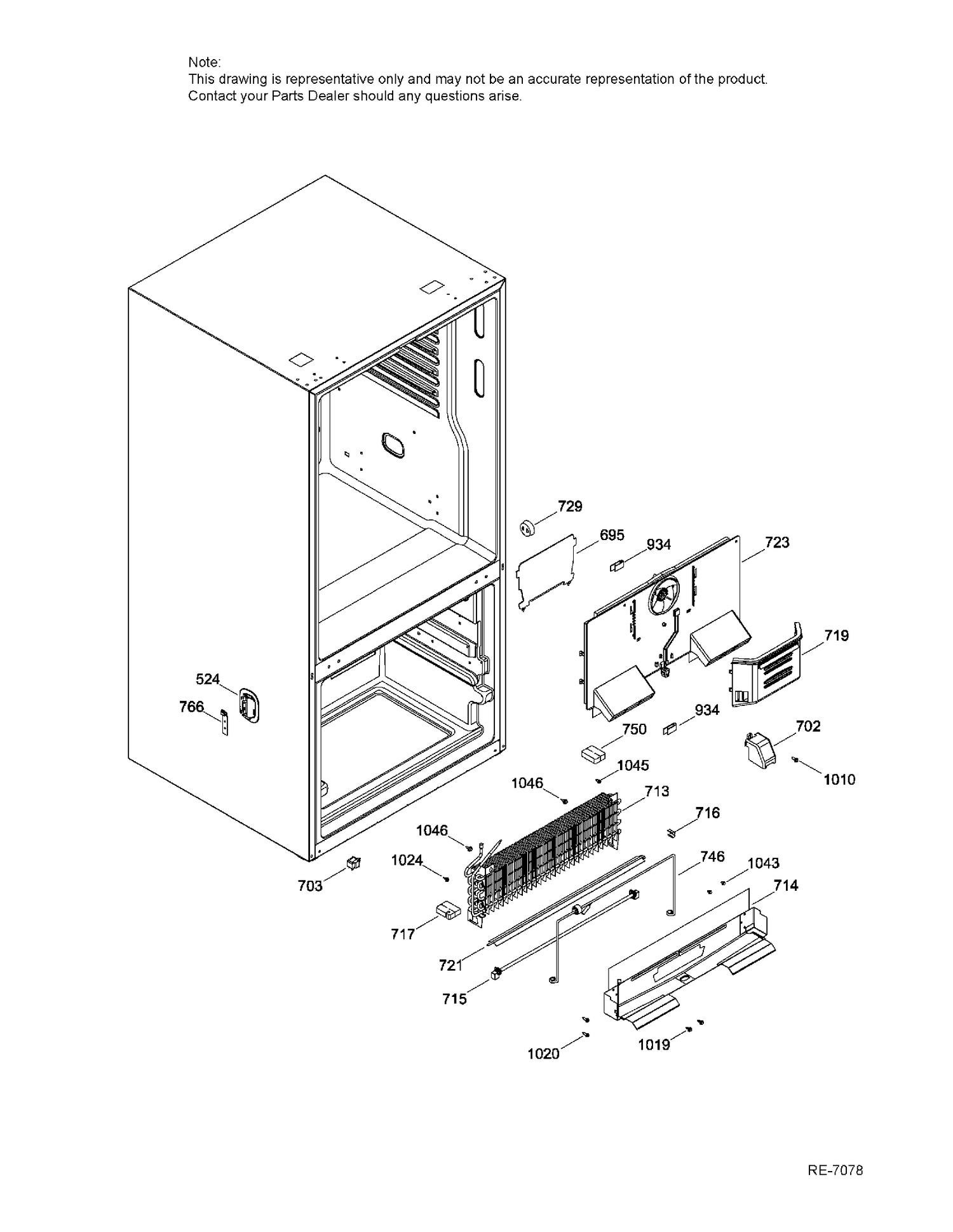 FUNCTIONAL PARTS FZ Diagram and Parts List for GNE25DSKBKSS  General Electric Refrigerator