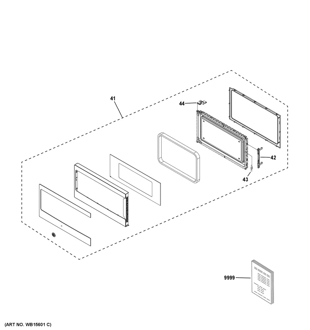 Door Parts Diagram and Parts List for CEB515P4N1WM  General Electric Microwave