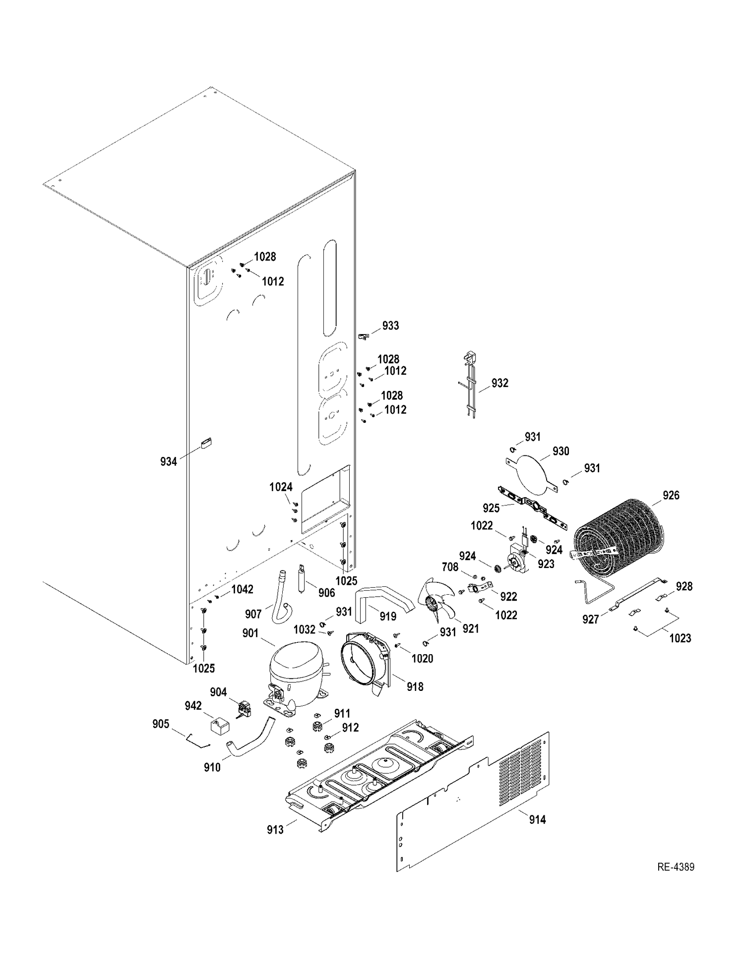 SYSTEM Diagram and Parts List for GDRC0HBYARWW  General Electric Refrigerator