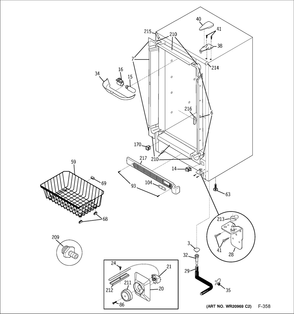 Cabinet Diagram and Parts List for GDWF860V02SS  General Electric Washer