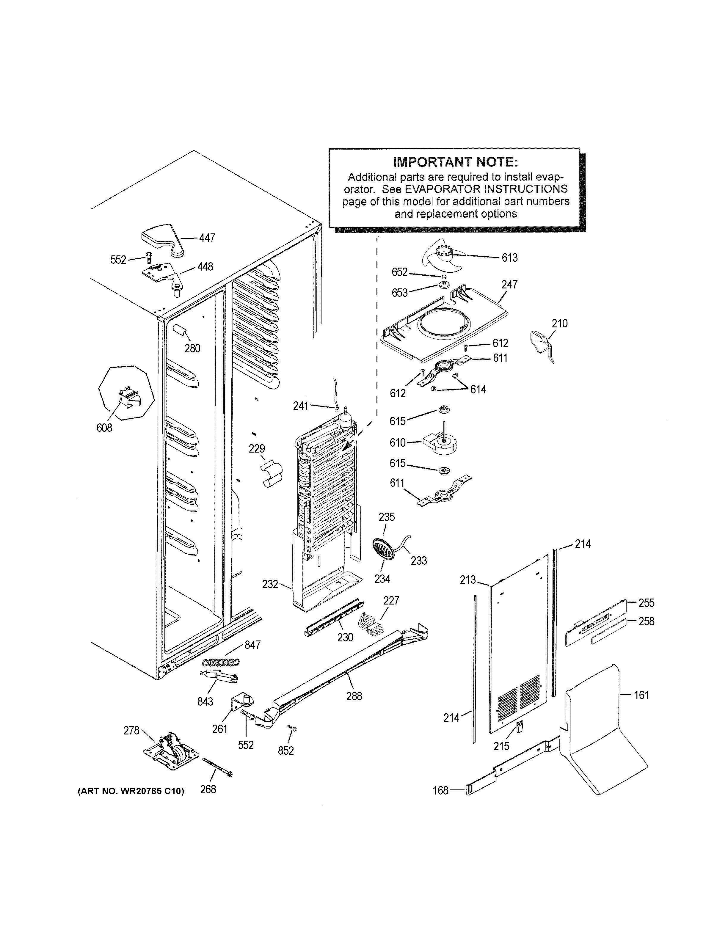 FREEZER SECTION Diagram and Parts List for PSS28KSHGCSS  General Electric Refrigerator