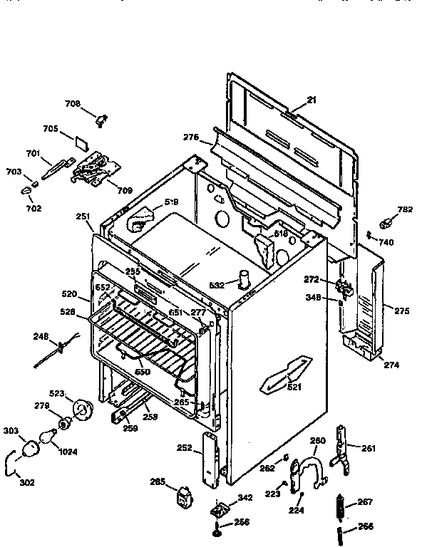 Body Diagram and Parts List for JBP30GY1AW  General Electric Range
