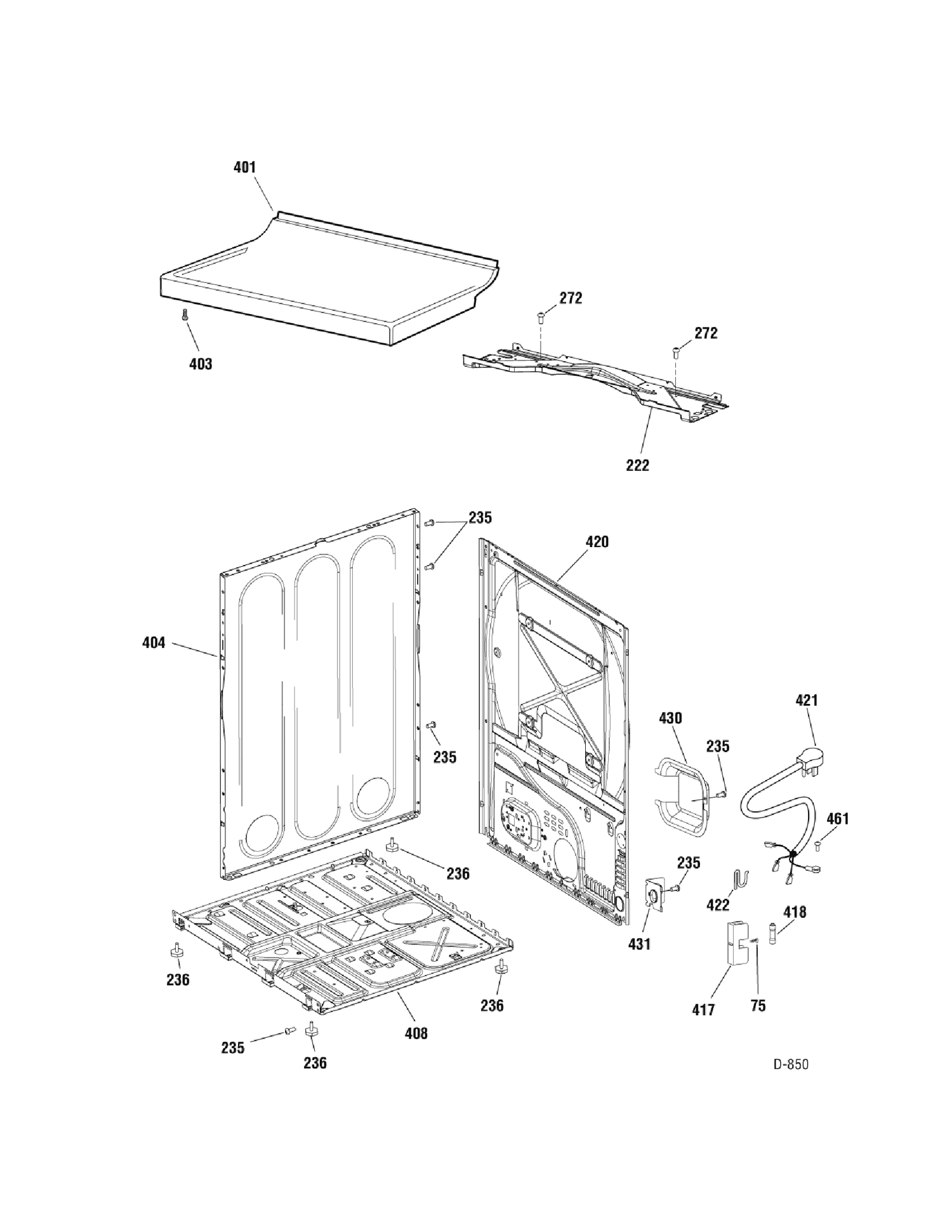 CABINET Diagram and Parts List for GTMP520GD2WW  General Electric Dryer