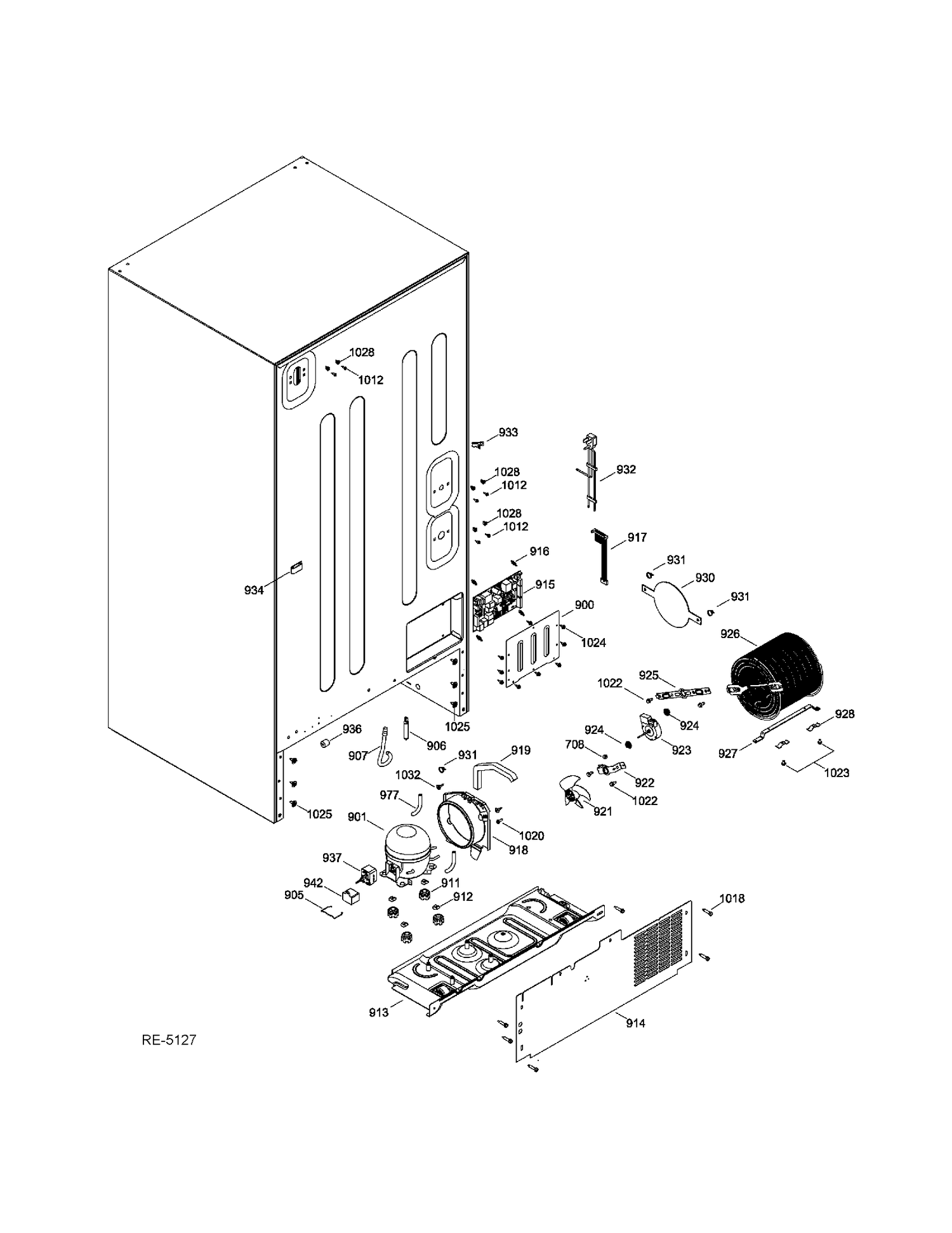 SEALED SYSTEM & MOTHERBOARD Diagram and Parts List for PDRS0MBYGRSS  General Electric Refrigerator