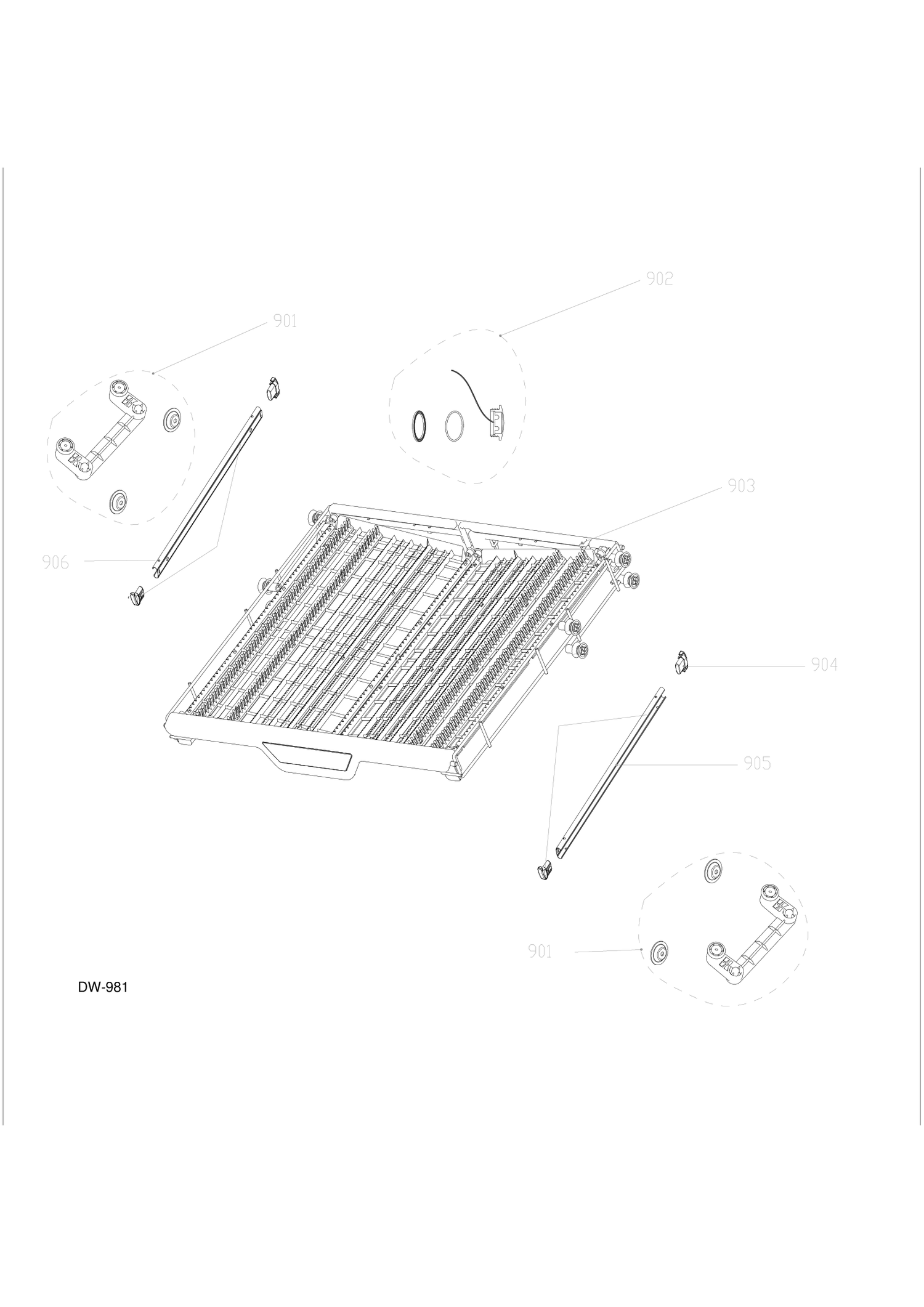THIRD RACK ASM Diagram and Parts List for PDT660SSF0SS  General Electric Dishwasher