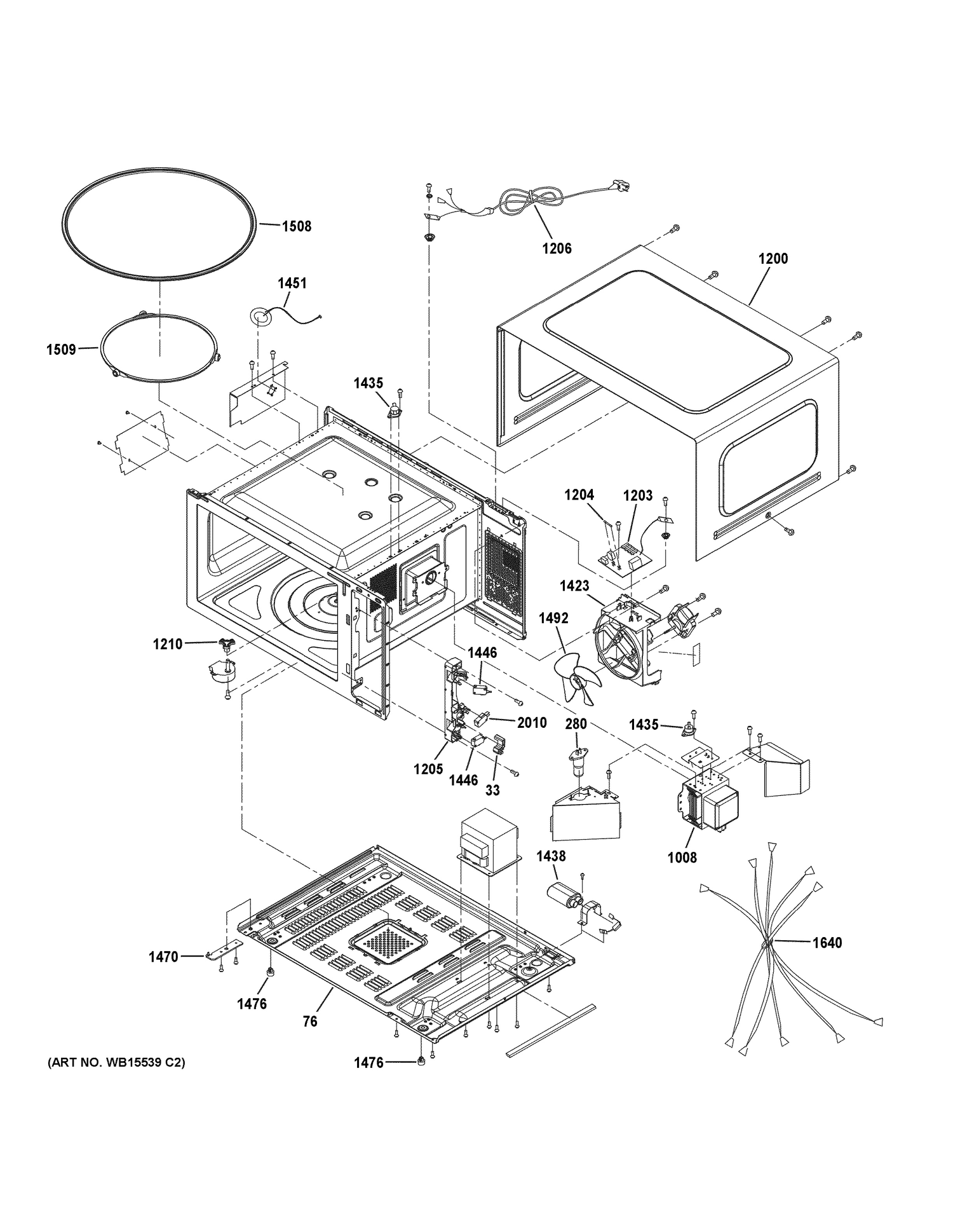 OVEN CAVITY PARTS Diagram and Parts List for ZES1227SL1SS  General Electric Microwave
