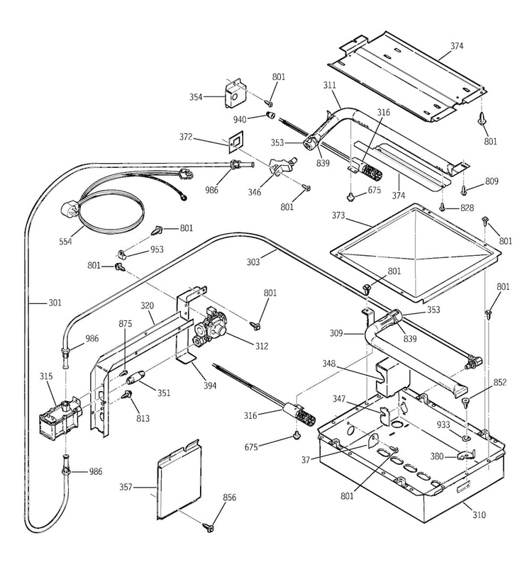 Gas & Burner Parts Diagram and Parts List for JGRP17BEW3BB  General Electric Wall Oven