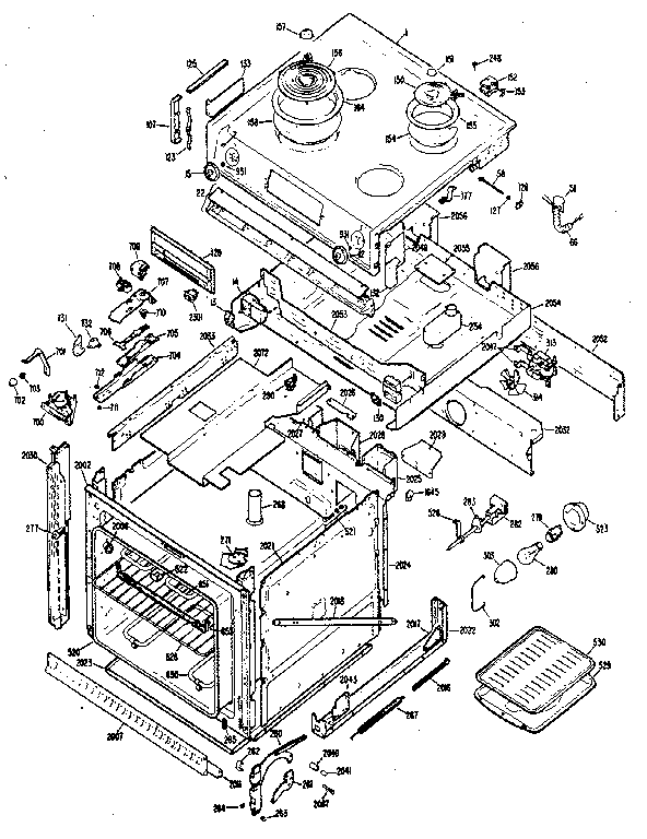 Cooktop & Case Parts Diagram and Parts List for JMP26G0J3  General Electric Range