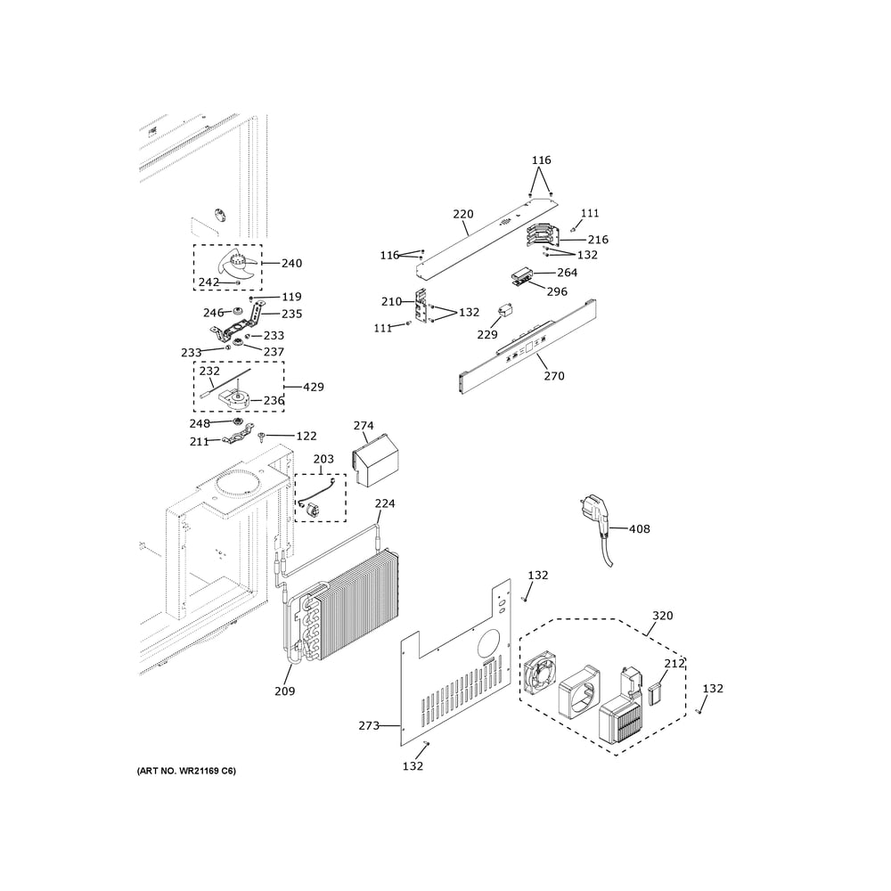 Fresh Food Section Diagram and Parts List for ZIR361NBRDII  General Electric Freezer