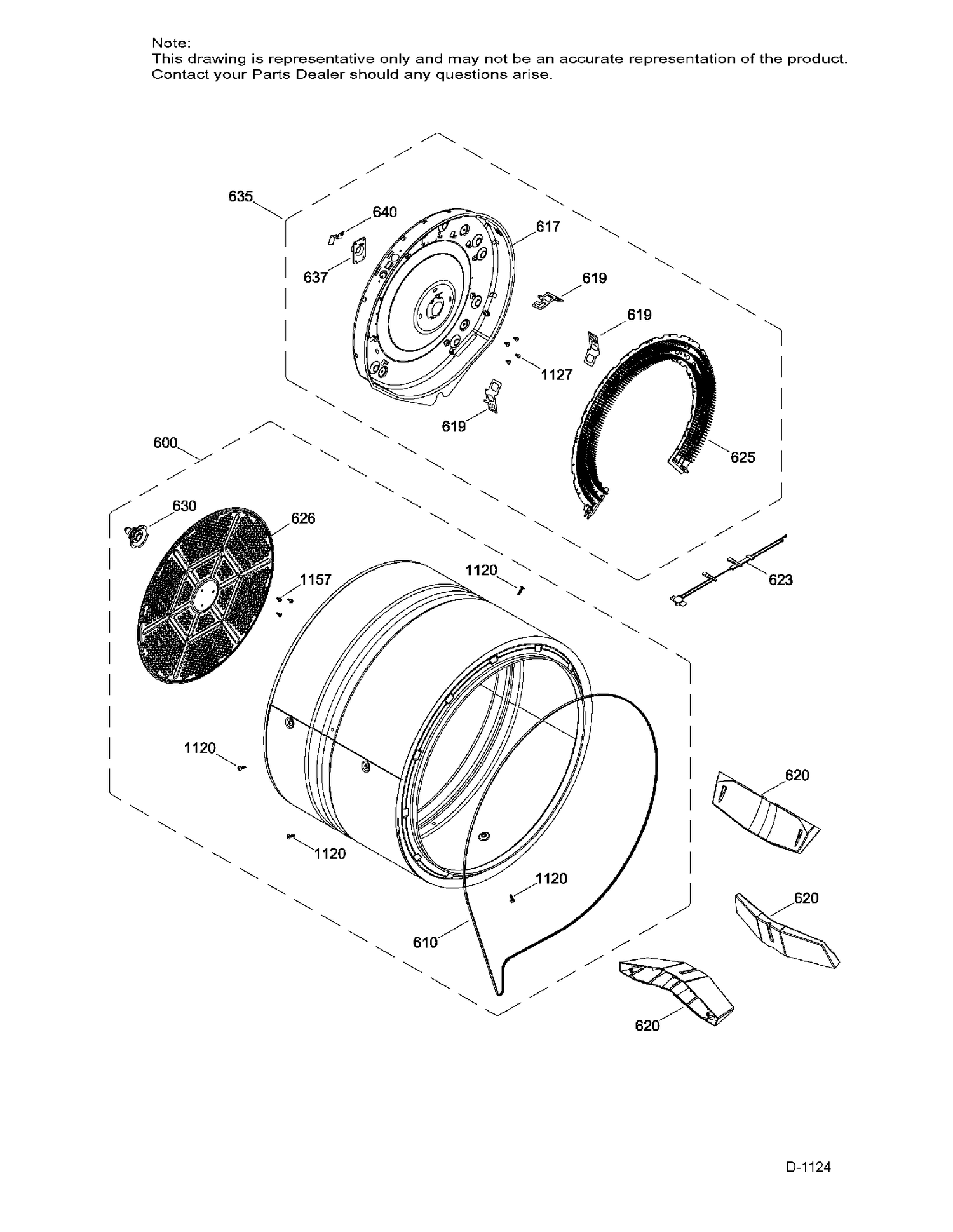 DRUM ASM Diagram and Parts List for GTD45EAMJ0WS  General Electric Dryer