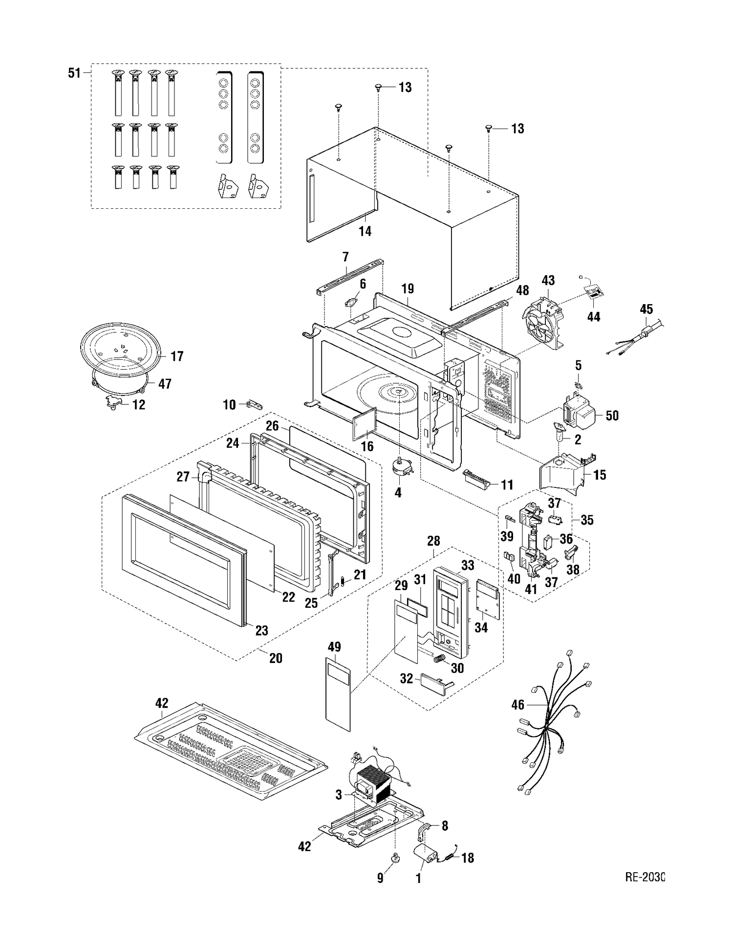 MICROWAVE OVEN Diagram and Parts List for JEM25WKC01  General Electric Microwave