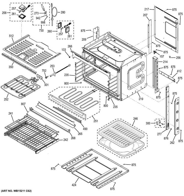 Body Parts Diagram and Parts List for CT9050SH2SS  General Electric Wall Oven