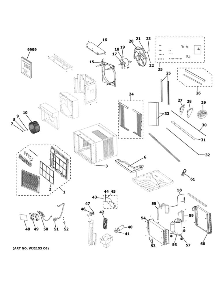 Room Air Conditioner Diagram and Parts List for AEW18DYL1  General Electric Air Conditioner