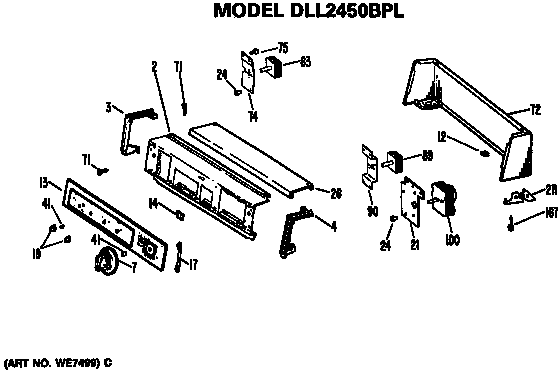 Backsplash Dll2450bpl Only Diagram and Parts List for DLL1550BPL  Hotpoint Dryer