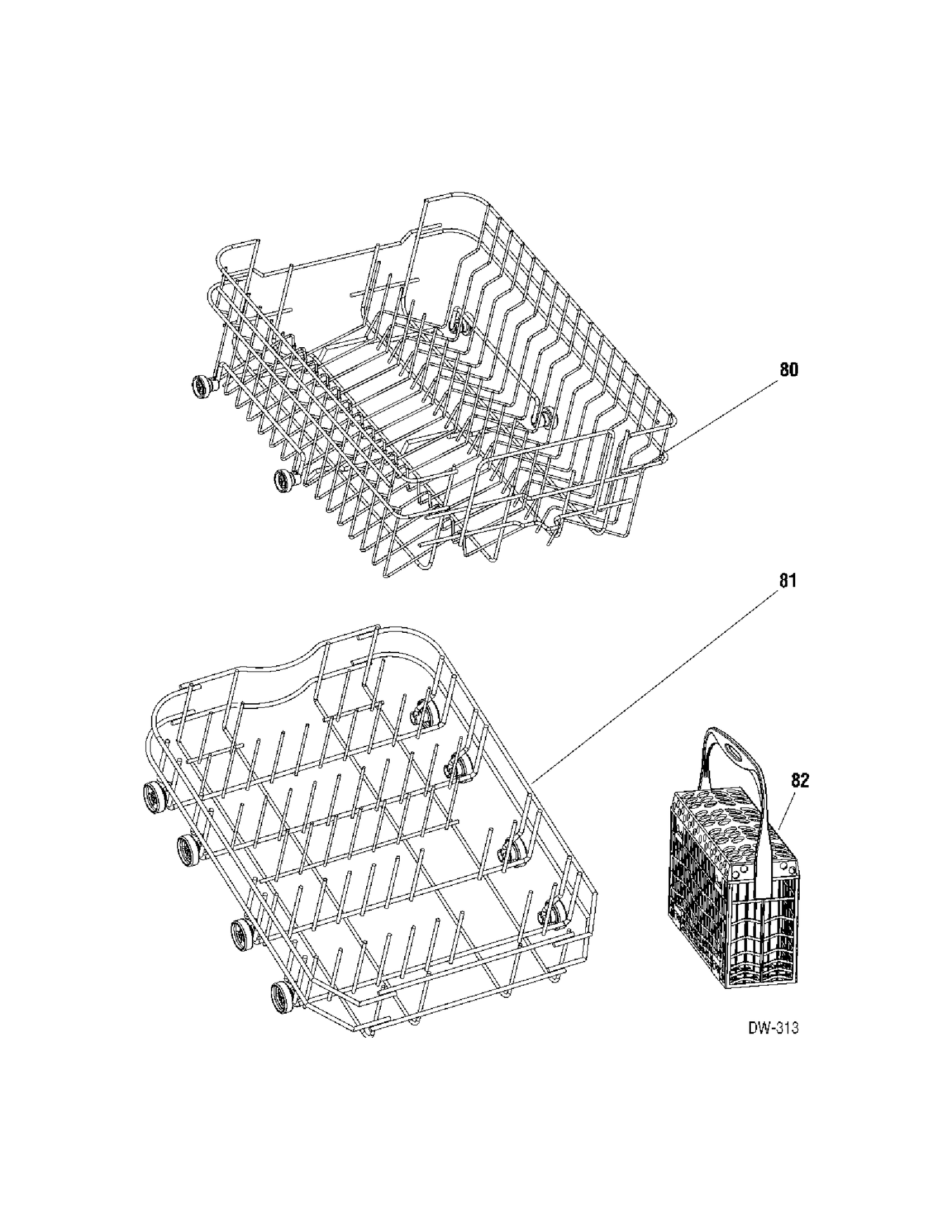 RACKS Diagram and Parts List for GSD1807K00WW  General Electric Dishwasher