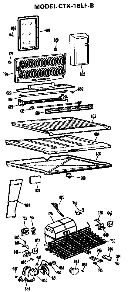 Unit Parts Diagram and Parts List for CTX18LFB  Hotpoint Refrigerator