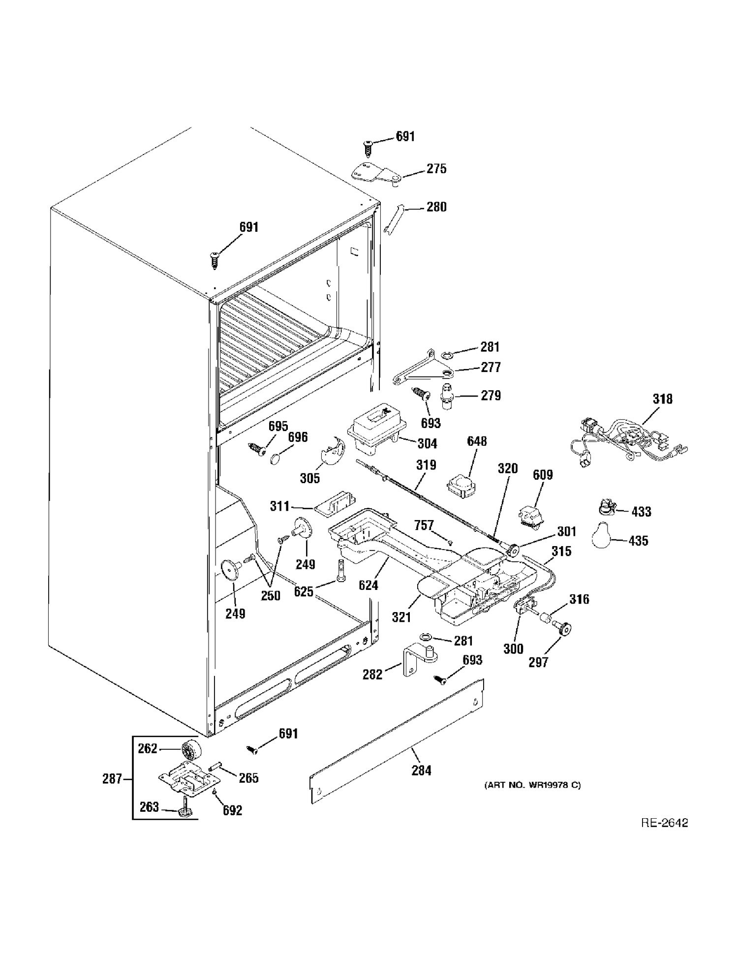 FF SECTION Diagram and Parts List for 38768RBWWRBS  General Electric Refrigerator