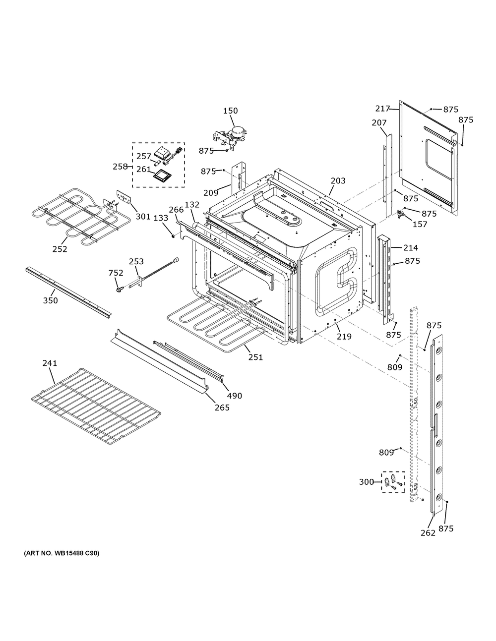 Upper Oven Diagram and Parts List for JTD3000DN4WW  General Electric Wall Oven