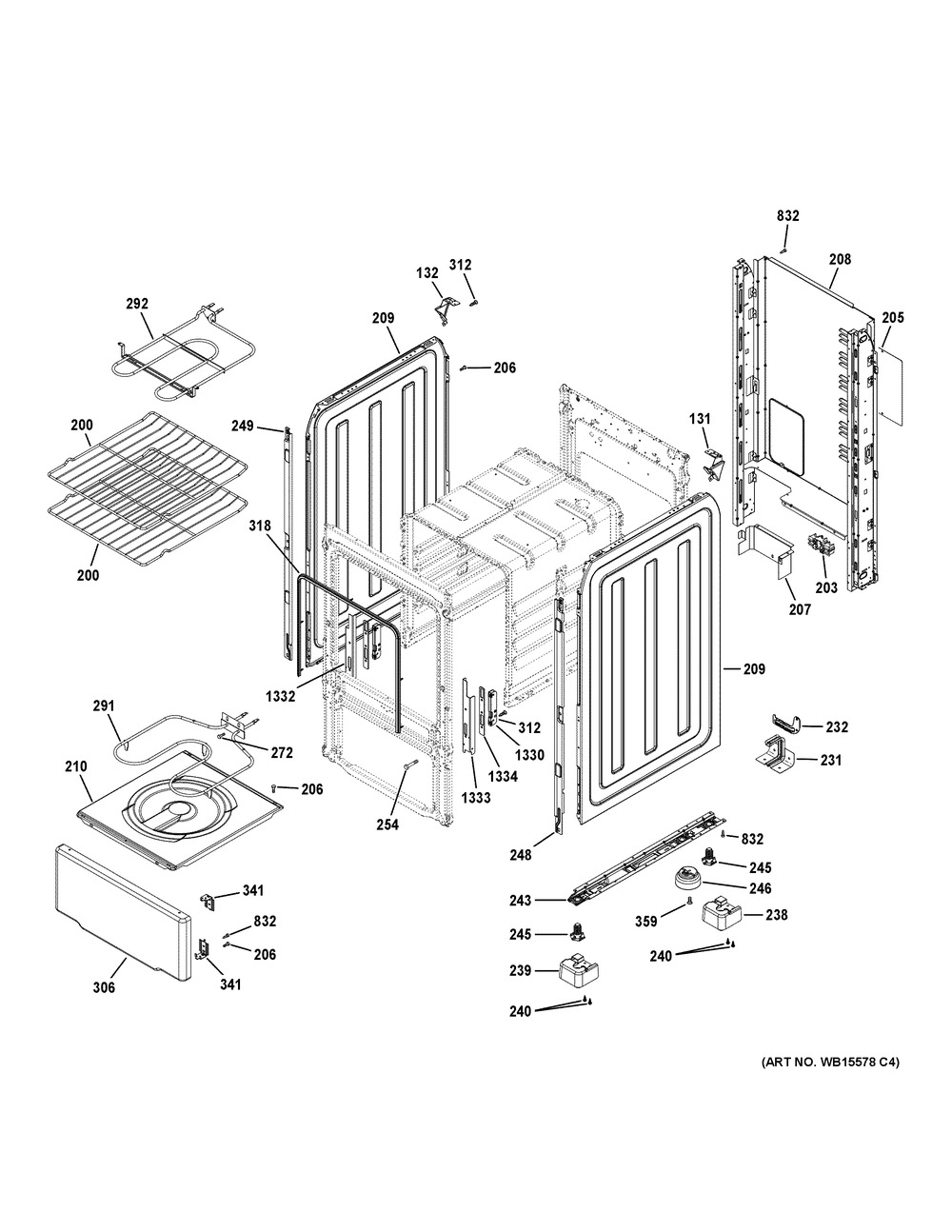 Body Parts Diagram and Parts List for RAS200DM2WW  General Electric Range