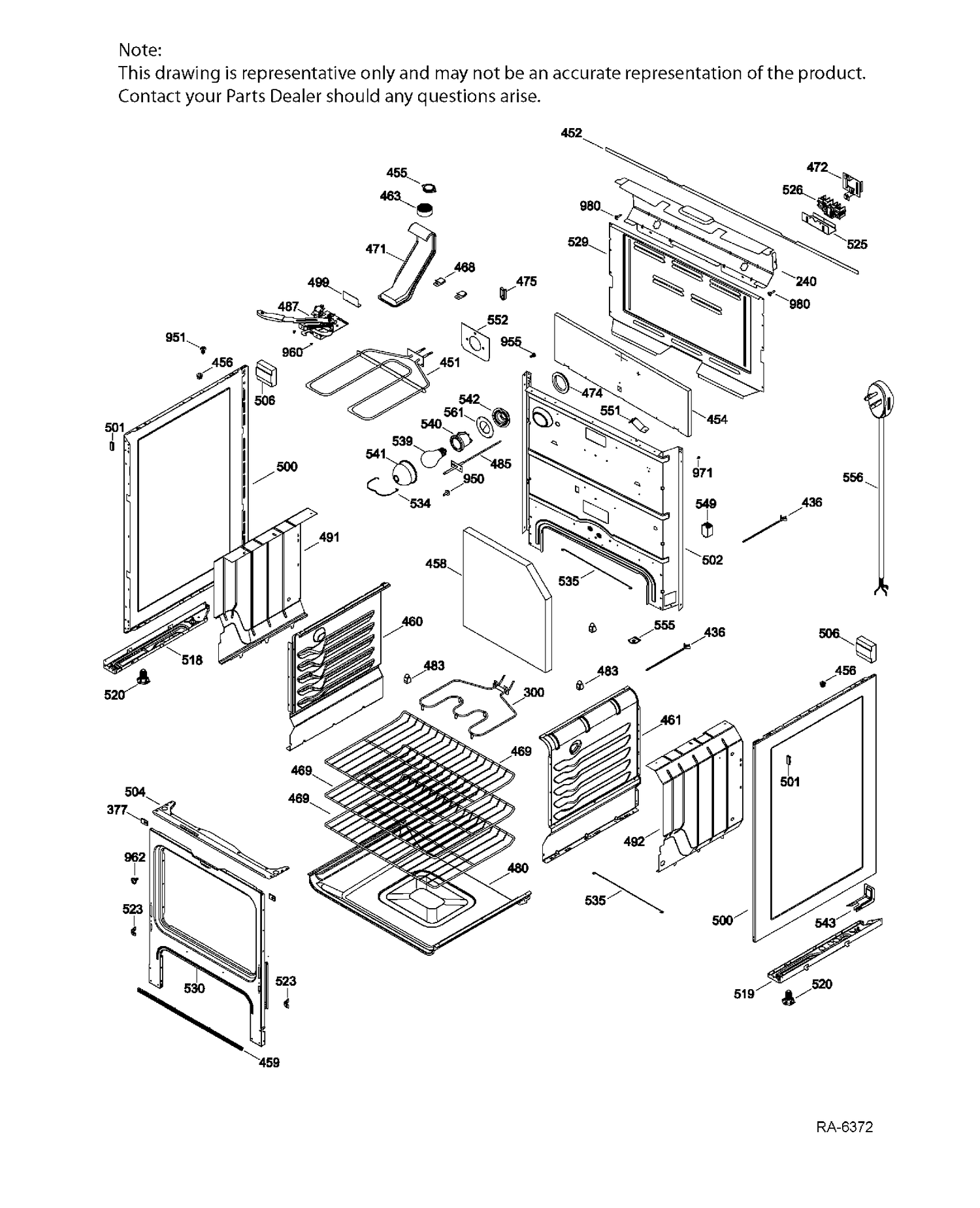 BODY PARTS Diagram and Parts List for JCBP68MP2BS  General Electric Range
