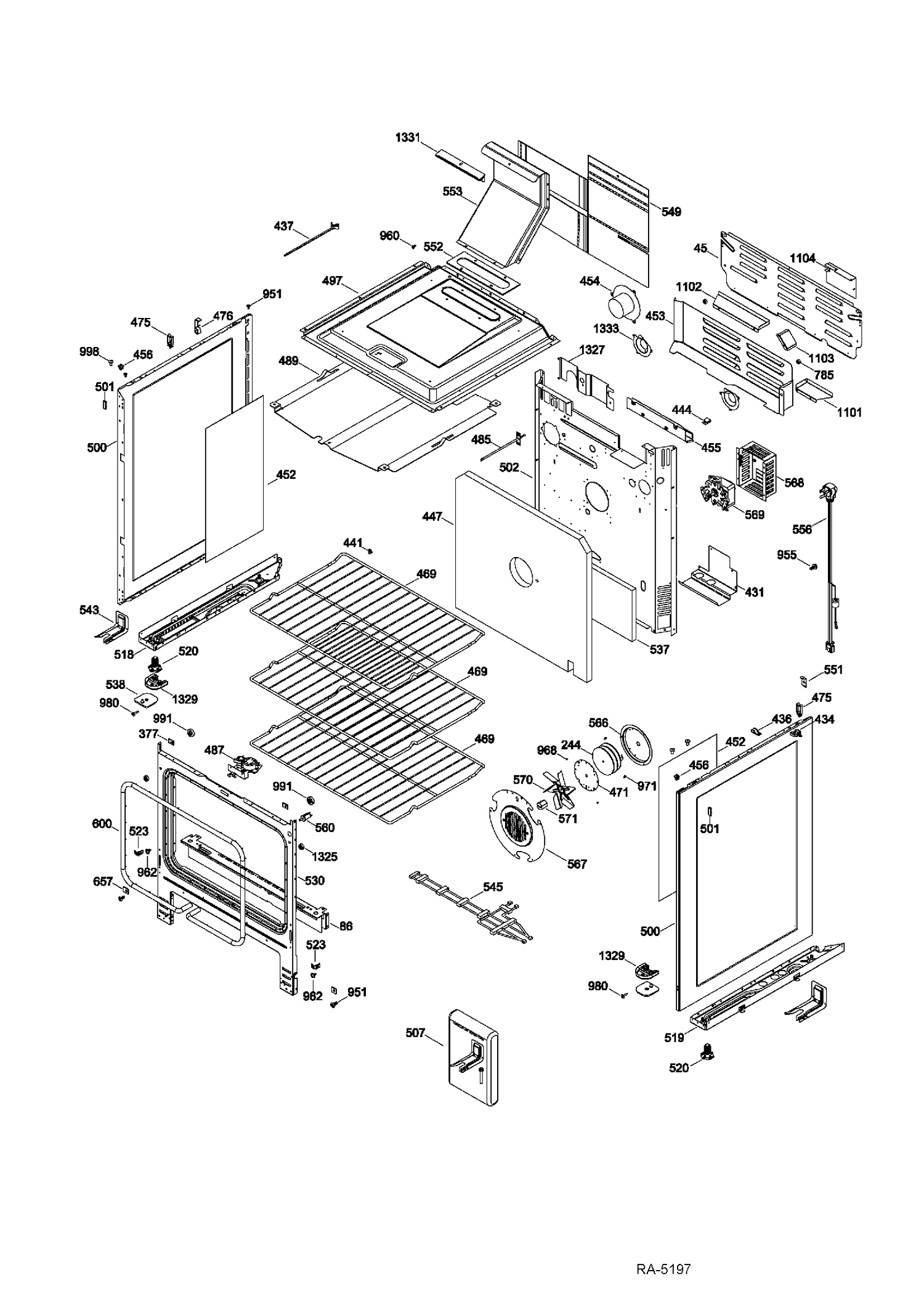 BODY PARTS Diagram and Parts List for PCGB930SET3SS  General Electric Range