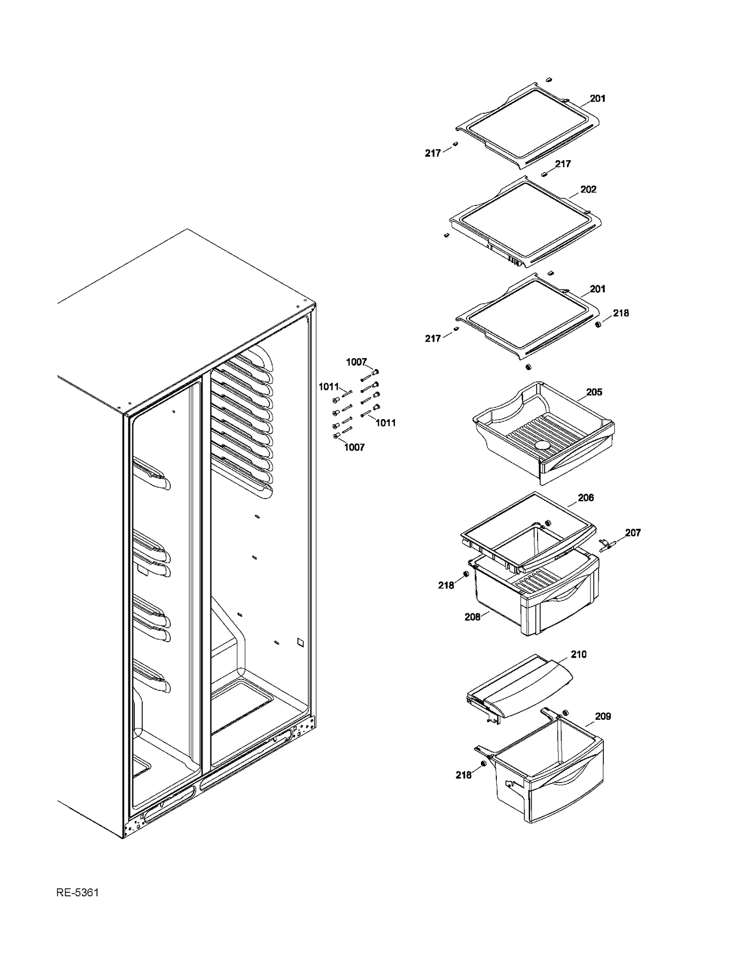 FF SHELVES Diagram and Parts List for GSRS3QGZDFSS  General Electric Refrigerator