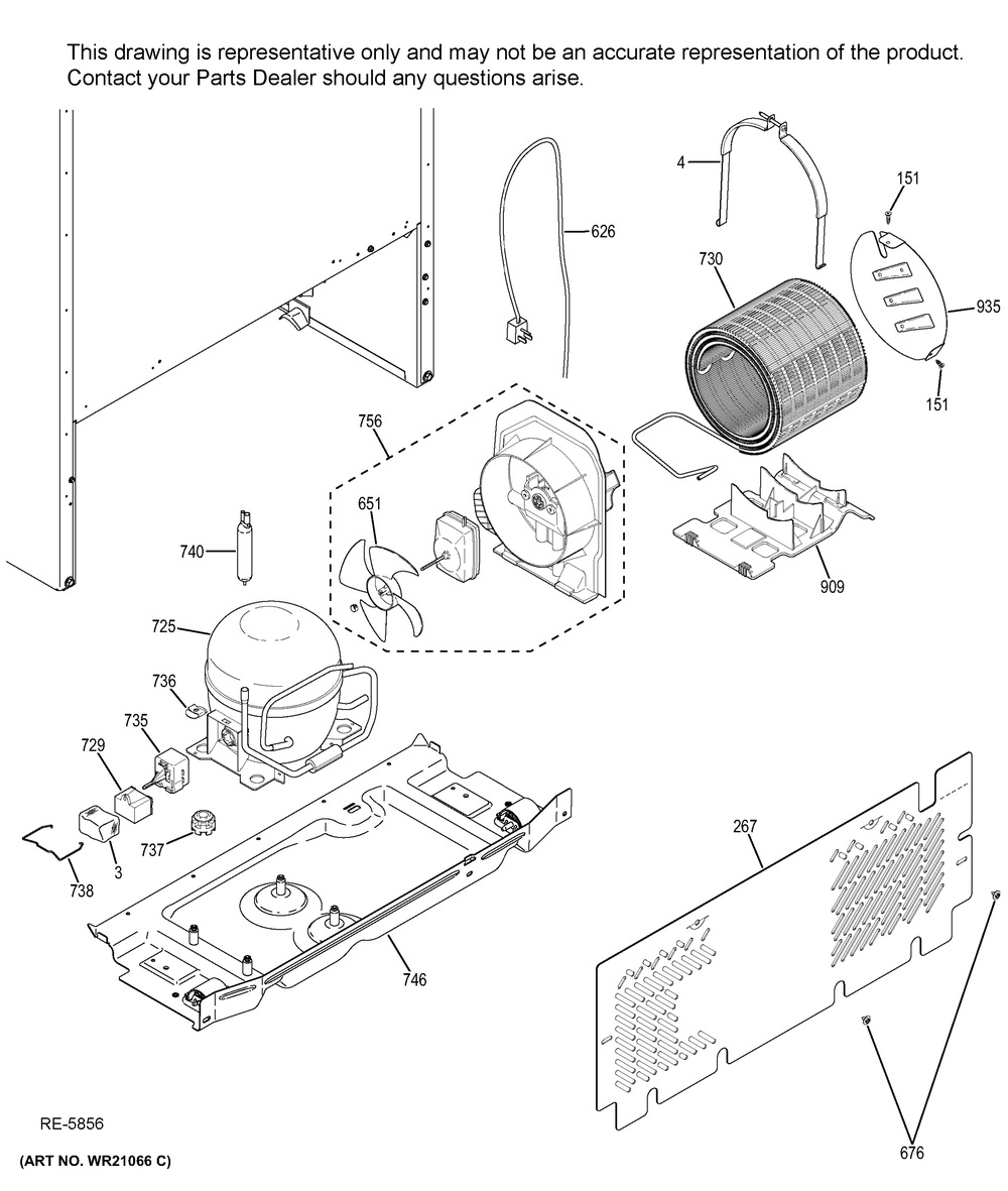 Machine Compartment Diagram and Parts List for GTMP520ED5WW  General Electric Washer