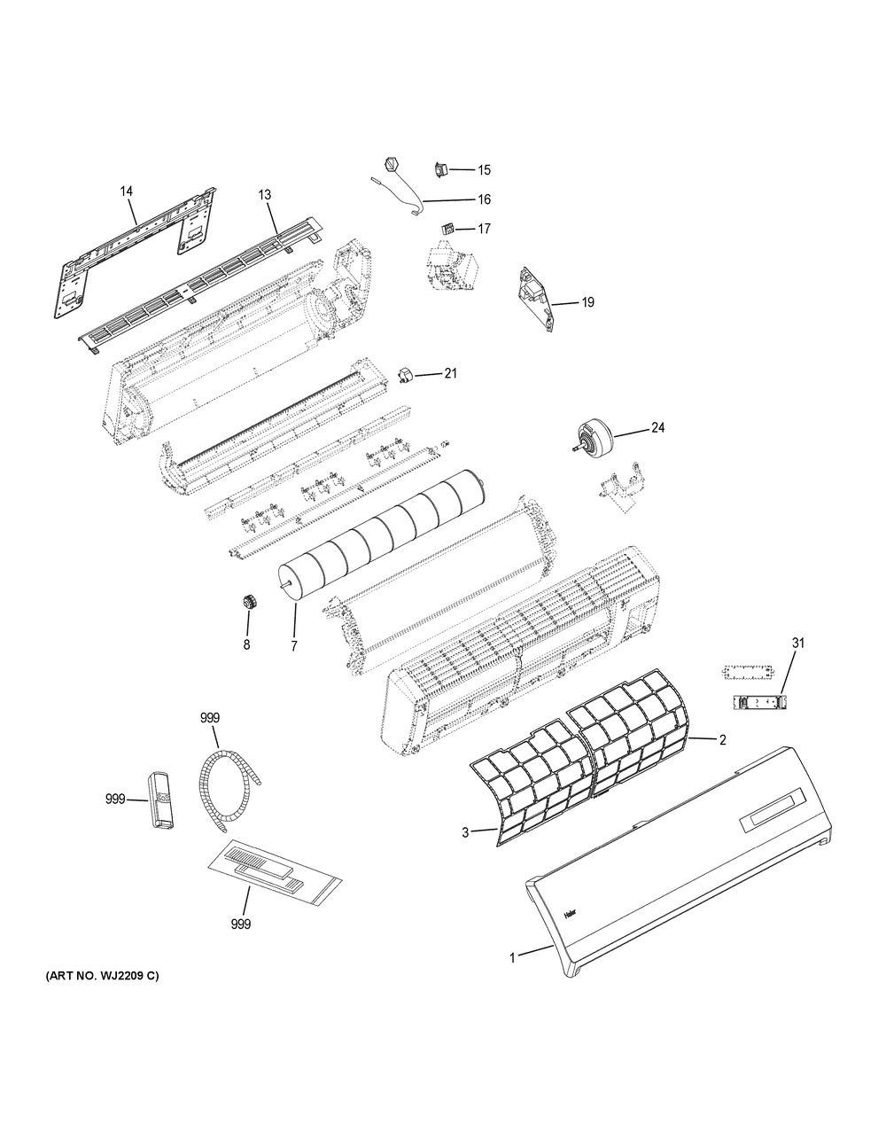 Room Air Conditioner Diagram and Parts List for HSU112VHG-G  General Electric Air Conditioner
