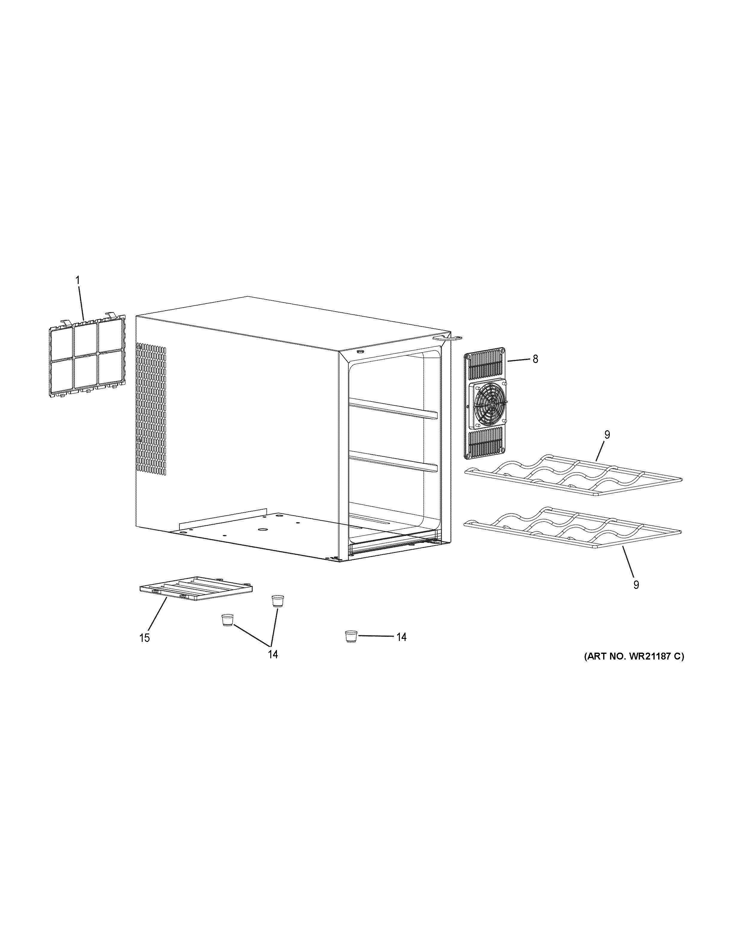 WINE CHILLER Diagram and Parts List for HVTEC06ABS  General Electric Wine and Beverage Cooler