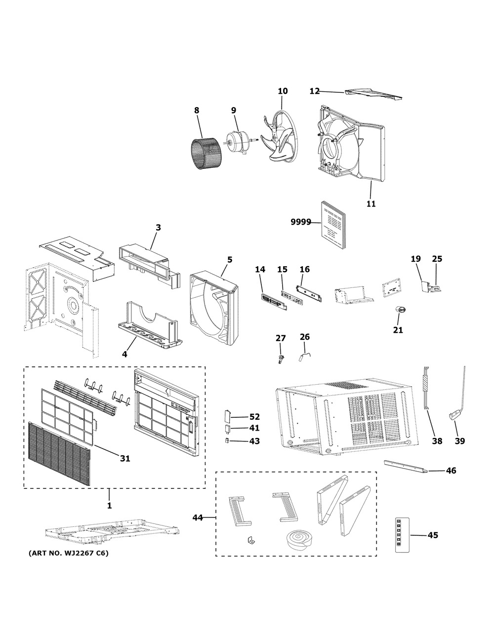 Room Air Conditioner Diagram and Parts List for AHEK18ACW1  General Electric Air Conditioner
