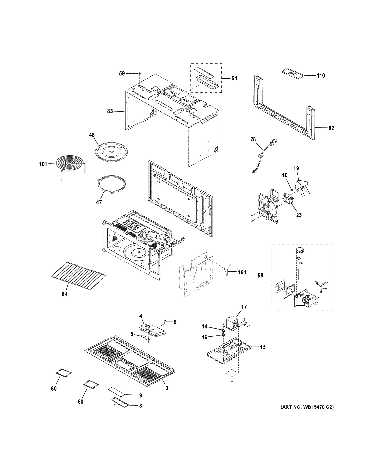 OVEN CAVITY PARTS 2 Diagram and Parts List for PVM9179BL1TS  General Electric Range
