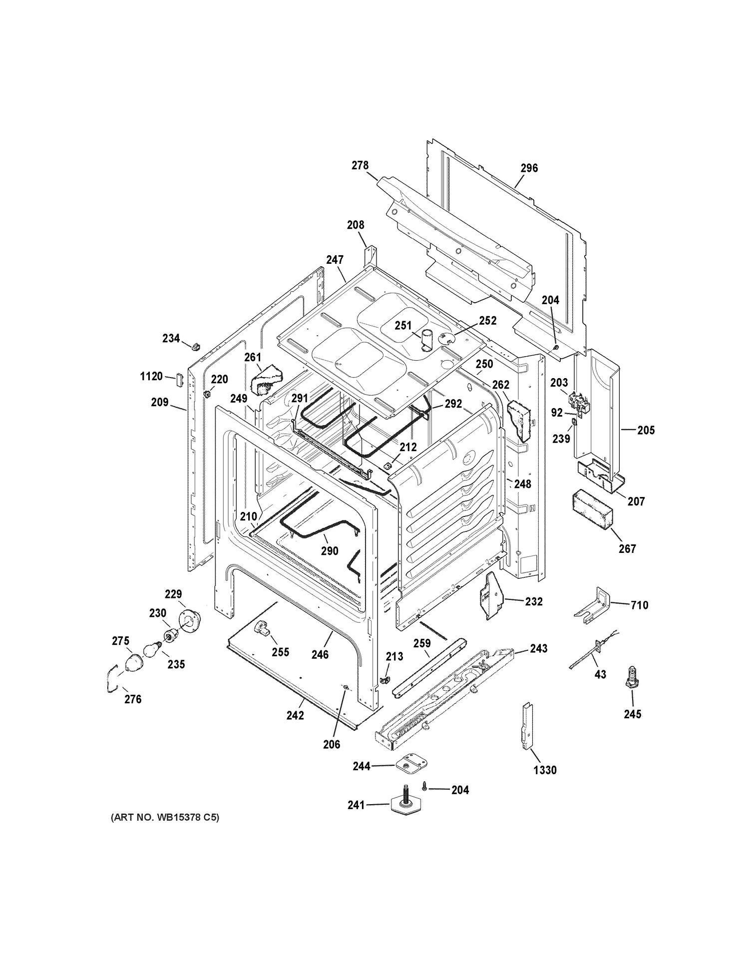 BODY PARTS Diagram and Parts List for JBS27RK2SS  General Electric Range