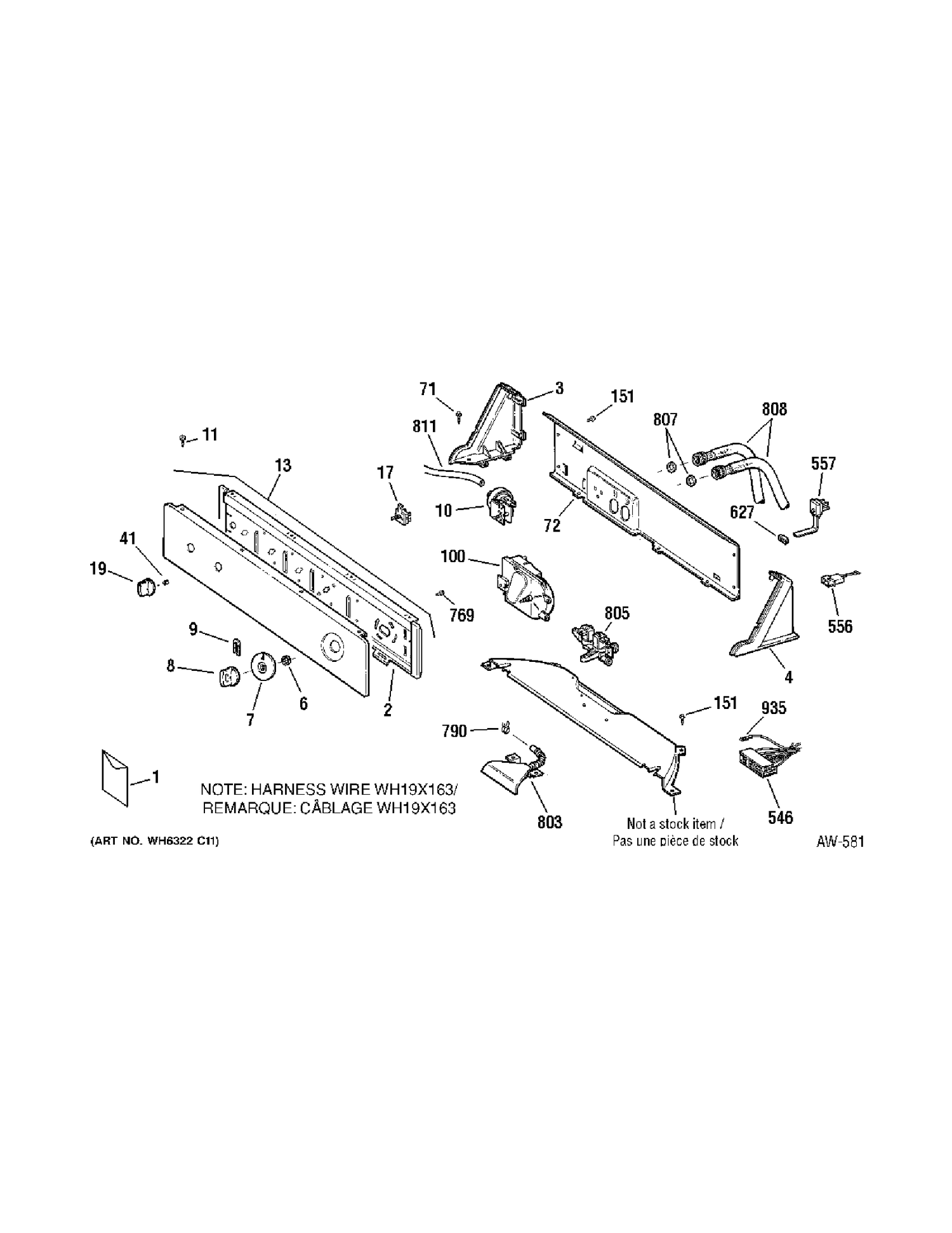 CONTROL  GROUP Diagram and Parts List for GJSRP080D5WW  General Electric Washer