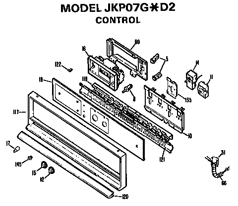 Controls Diagram and Parts List for JKP07G*D2  General Electric Wall Oven