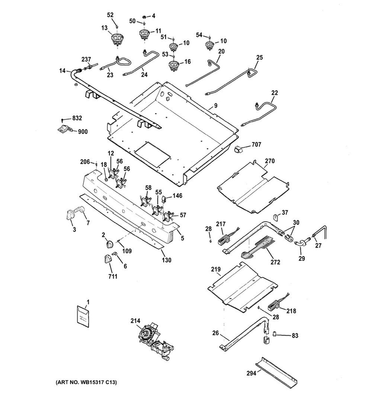 Gas & Burner Parts Diagram and Parts List for JGB760DEF2BB  General Electric Range
