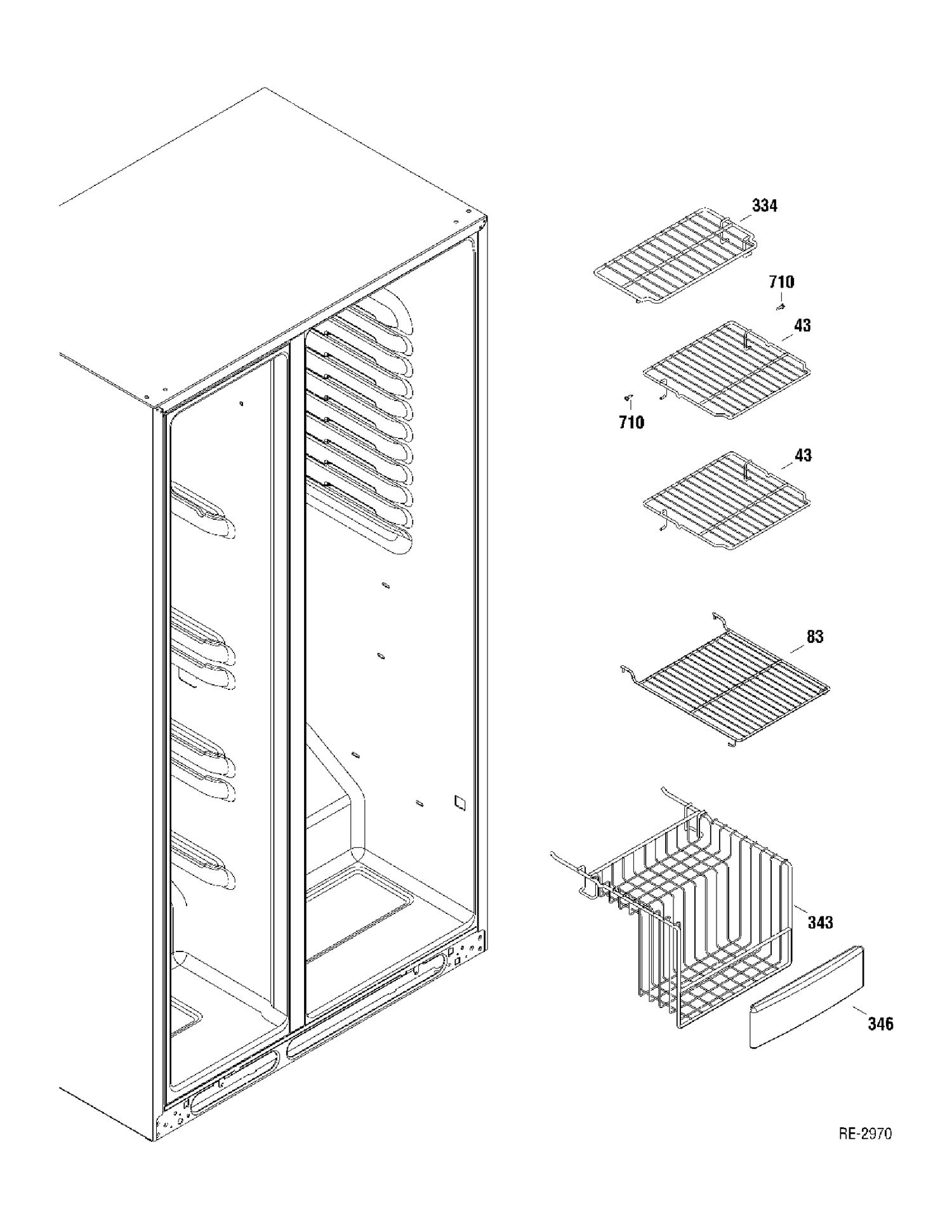 FZ SHELVES Diagram and Parts List for GSR23YBPDWW  General Electric Refrigerator