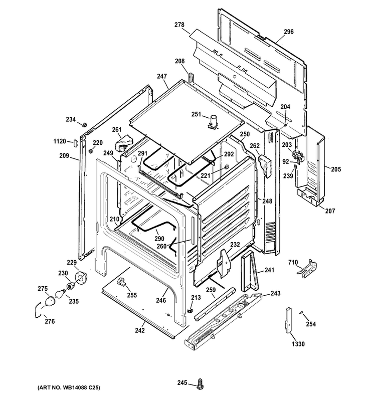 Body Parts Diagram and Parts List for RB526DH1CC  Hotpoint Range