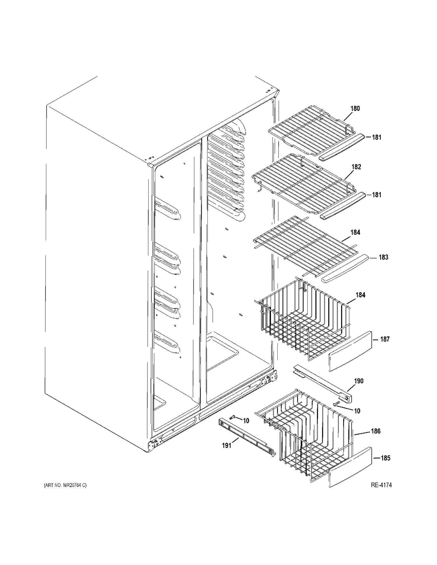 FZ SHELVES Diagram and Parts List for PSE26KGECEWW  General Electric Refrigerator