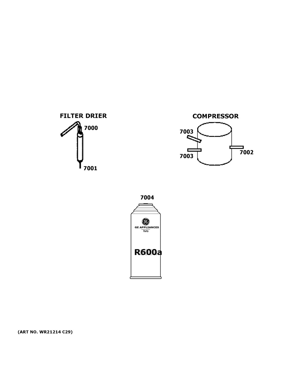 Lokring Connectors Diagram and Parts List for FCM22DLCWW  General Electric Freezer