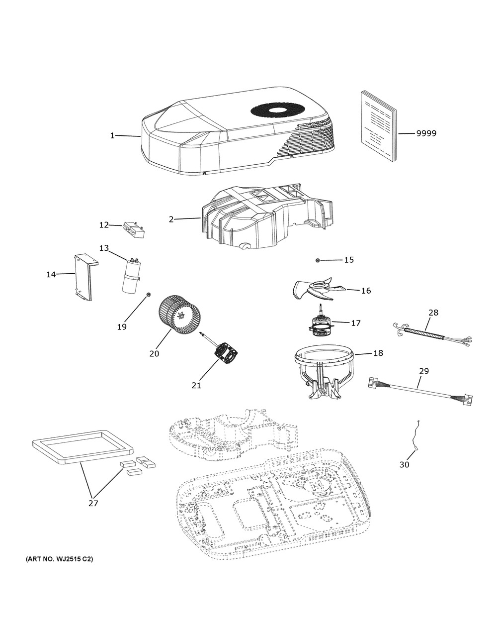 Room Air Conditioner Diagram and Parts List for PLC15XAHBH1  General Electric Air Conditioner