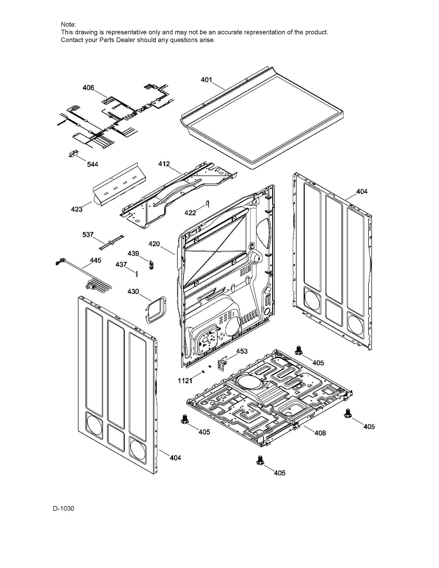 CABINET Diagram and Parts List for GMMP280ED5WS  General Electric Dryer