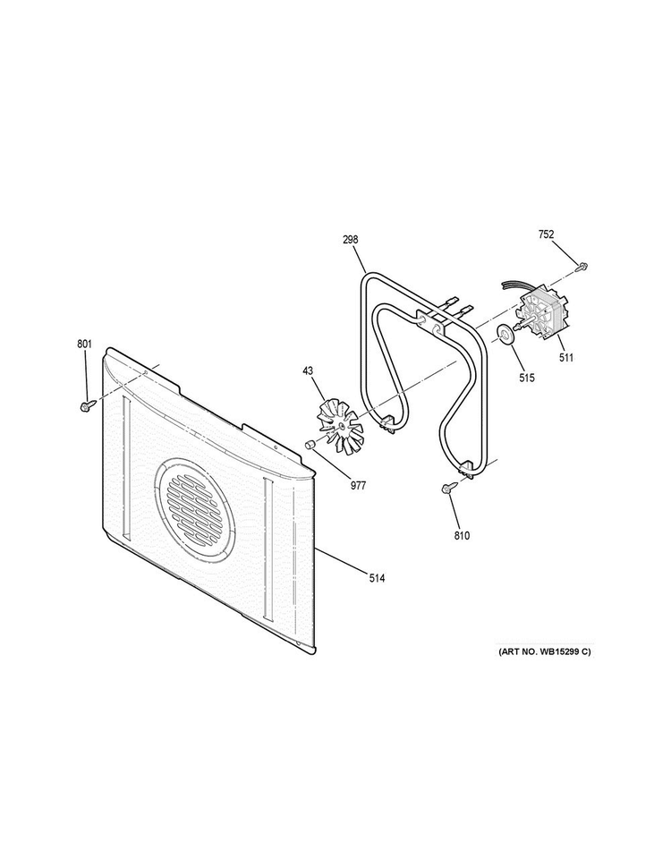 Convection Fan Diagram and Parts List for PS950SF3SS  General Electric Range
