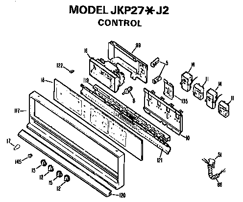 Controls Diagram and Parts List for JKP27J2  General Electric Wall Oven