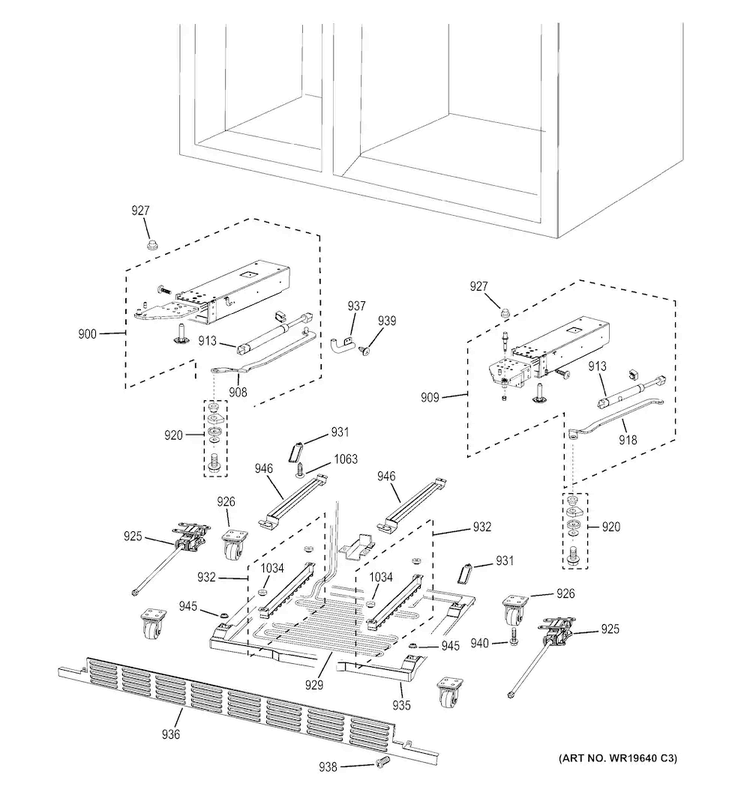 Cabinet Diagram and Parts List for PSB48YSHASS  General Electric Refrigerator
