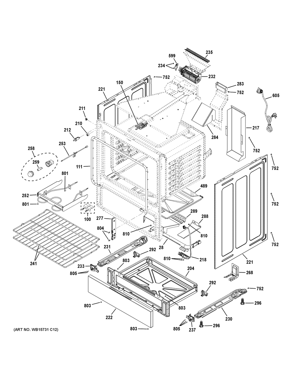 Body Parts Diagram and Parts List for GGS500PV1SS  General Electric Range
