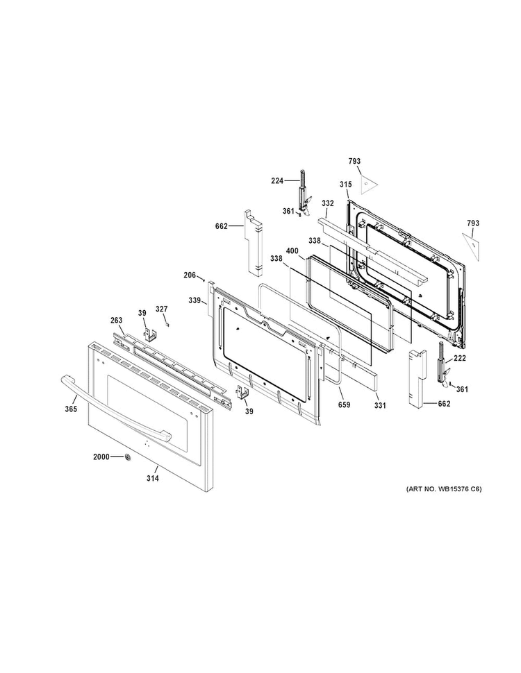 Lower Door Diagram and Parts List for JGB850SEF3SS  General Electric Range