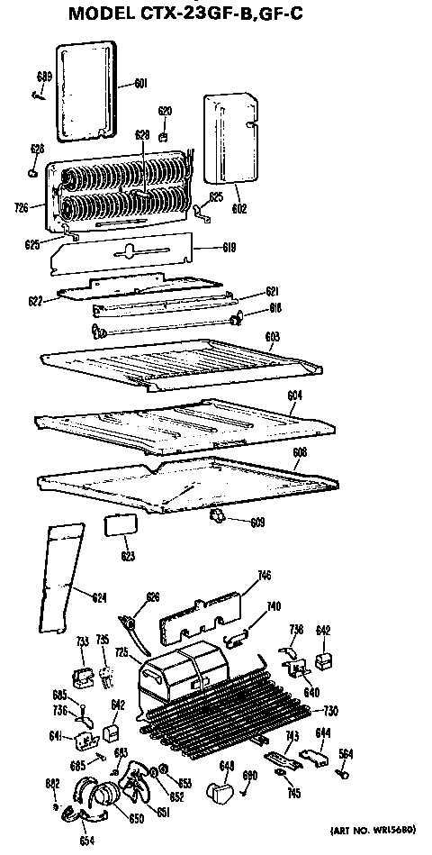 Unit Parts Diagram and Parts List for CTX23GFB  Hotpoint Refrigerator